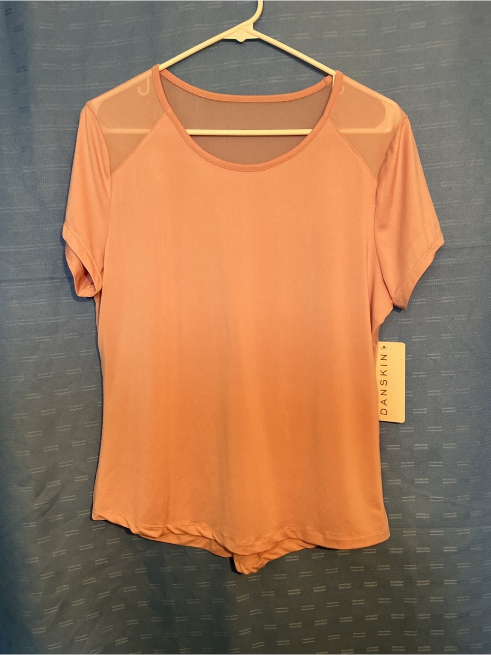 Danskin Pink Short-Sleeve Active Top with Mesh Yoke